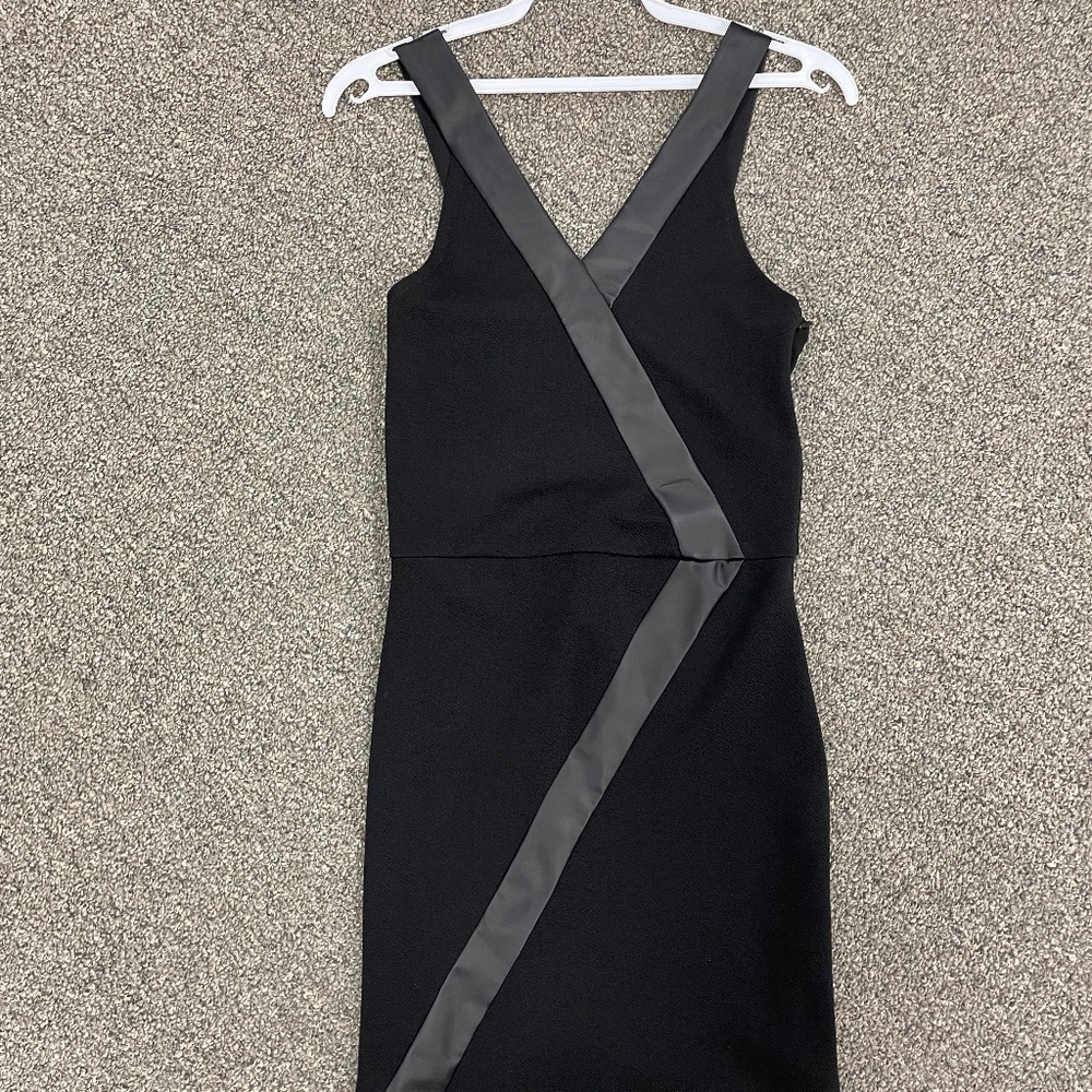 Sally Miller Juniors Black Cocktail Dress, Faux Leather Detail
